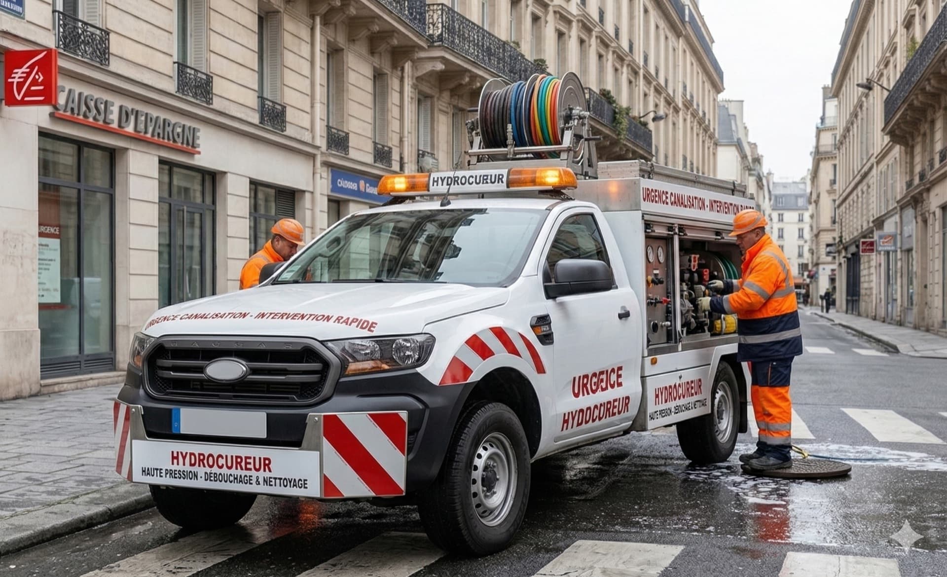Technicien de débouchage de canalisation en intervention